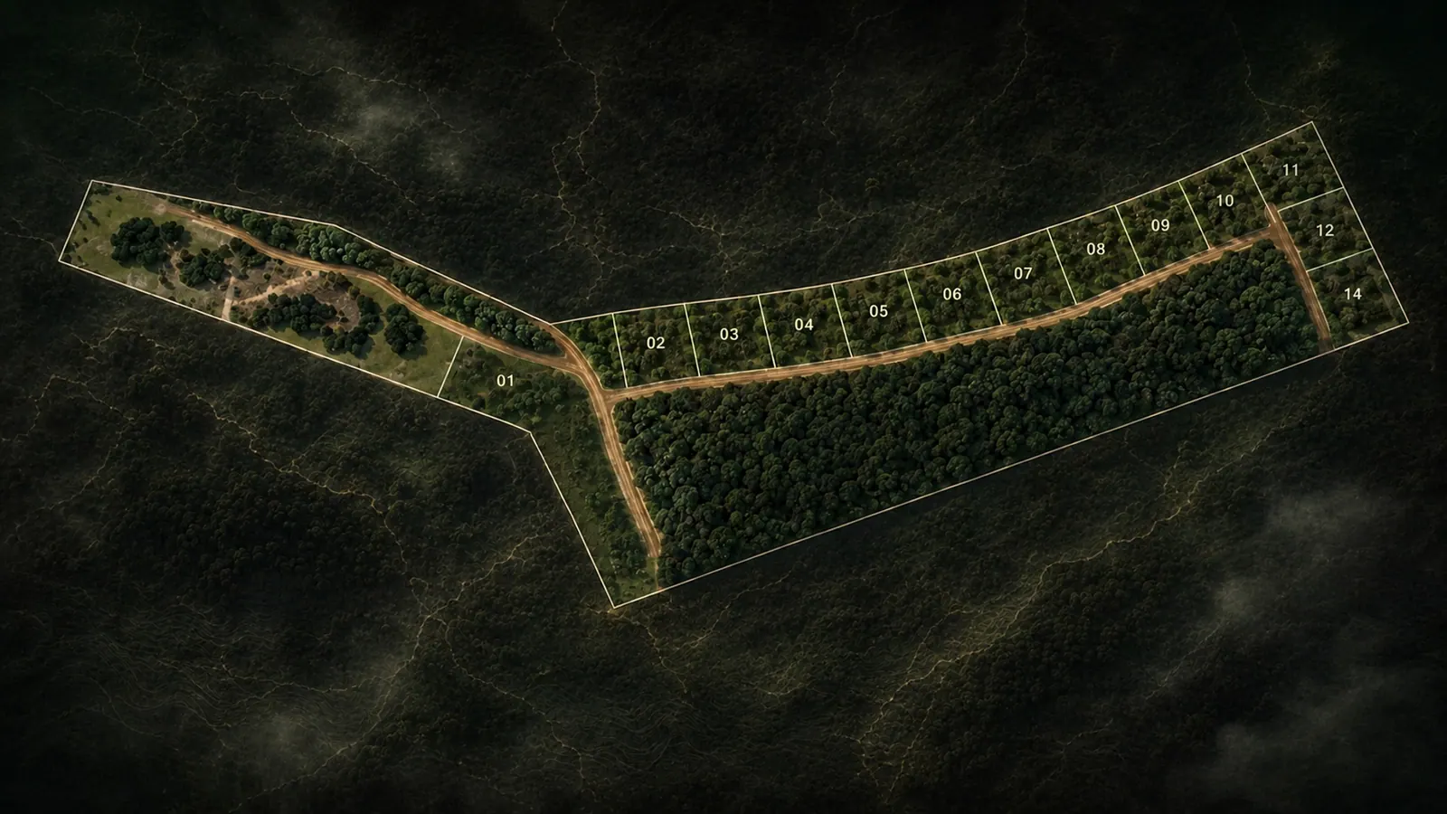 Visualización aérea conceptual del desarrollo